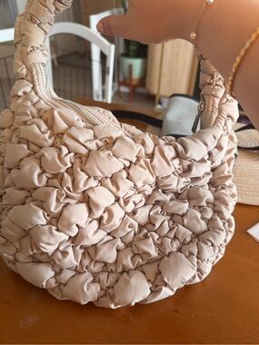 Aritzia Pale Cream Nylon Crossbody